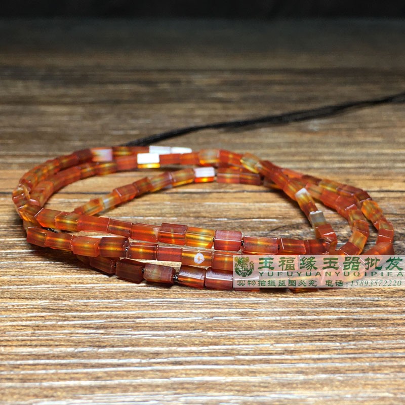 西亚老玛瑙渐变油润玛瑙管珠3*5mm散珠配珠半成品锁骨链手链配饰