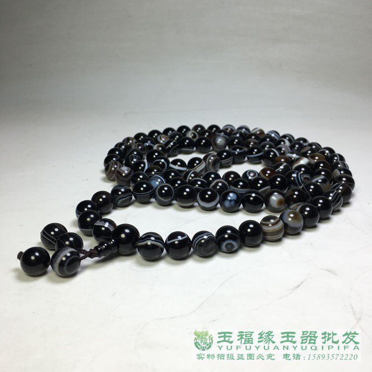 天眼缠丝玛瑙玉髓项链佛珠念珠