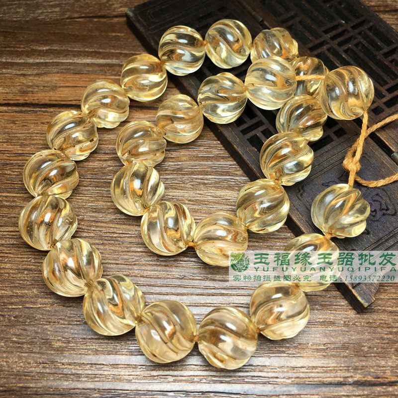 古玩杂项天然老白水晶12原石瓜珠扭纹白水晶晶体通透项链藏式饰品