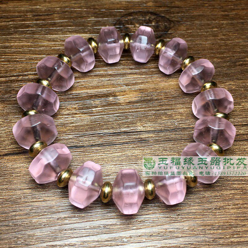 粉色琉璃飞蝶珠手串隔片凡士林老琉璃珠子立体琉璃珠散珠配饰手链