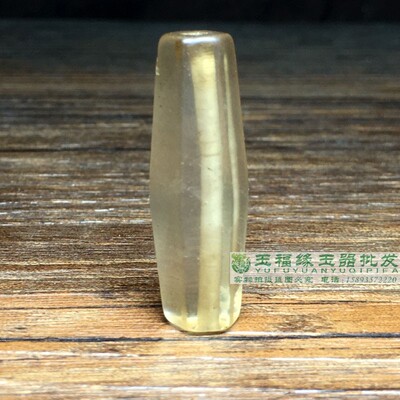 天然老白水晶吊坠高古水晶老珠子古玩六棱大孔珠勒子管珠佛珠配珠