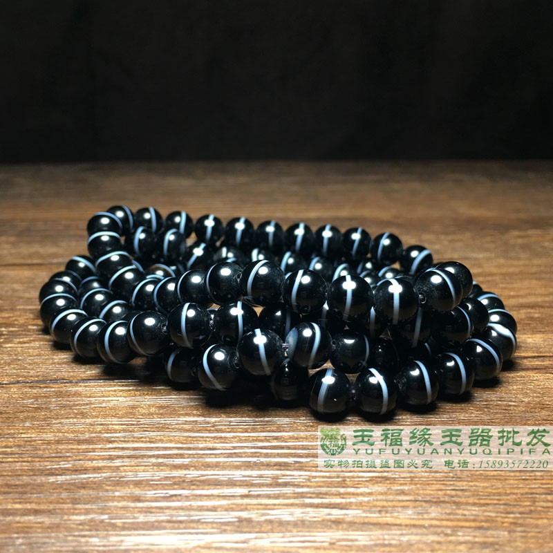 天然原色一线药师珠圆珠天珠108颗手链手串佛珠天然原石缠丝玛瑙