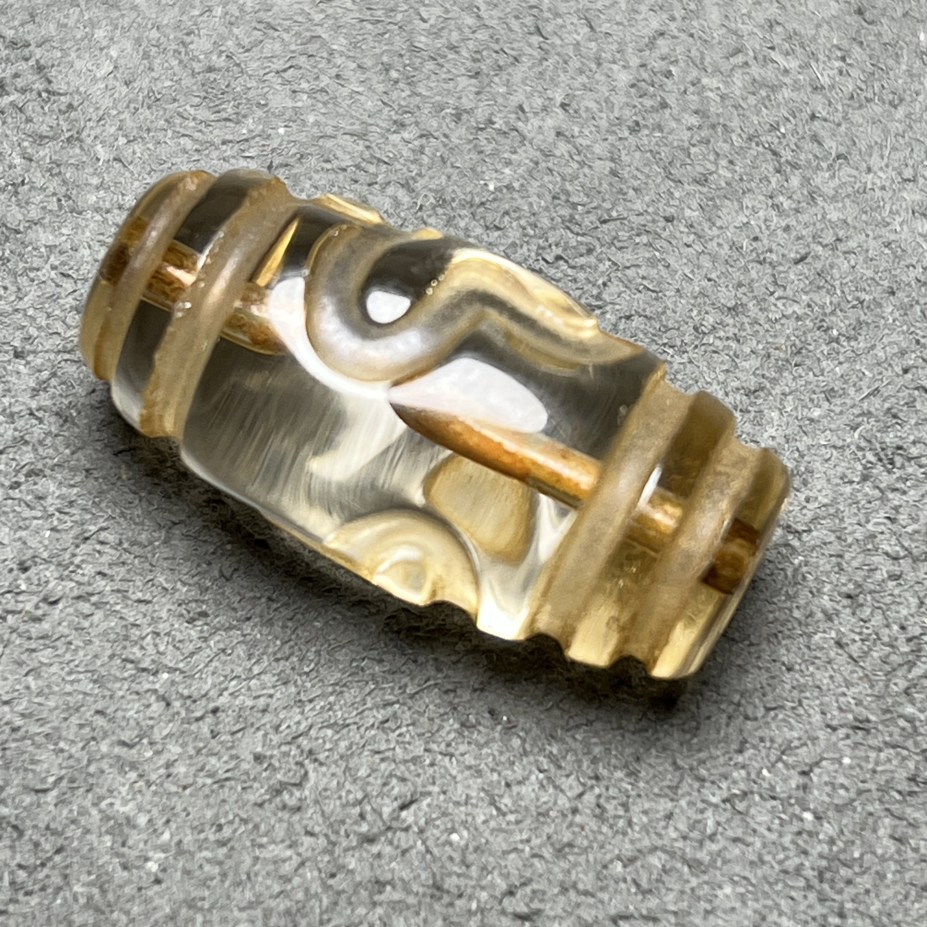 古玩珍藏汉代风格天然白水晶文玩古珠回流老料白水晶天珠吊坠配饰