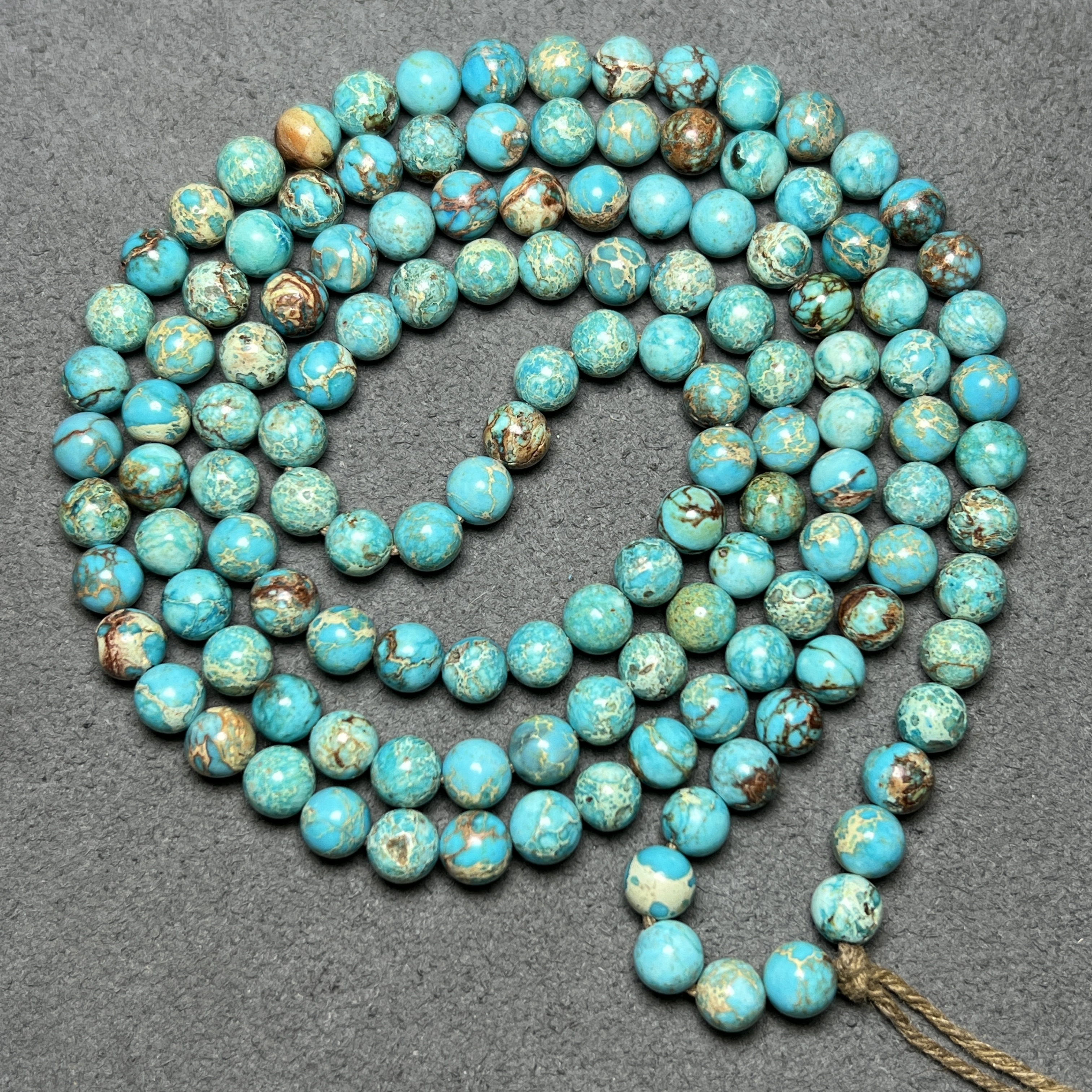 古玩老珠优化绿松石帝皇松石蓝好意境特色6m项链手串文玩佛珠配饰