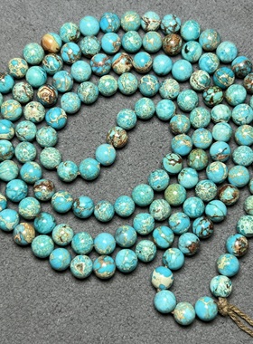 古玩老珠优化绿松石帝皇松石蓝好意境特色6m项链手串文玩佛珠配饰