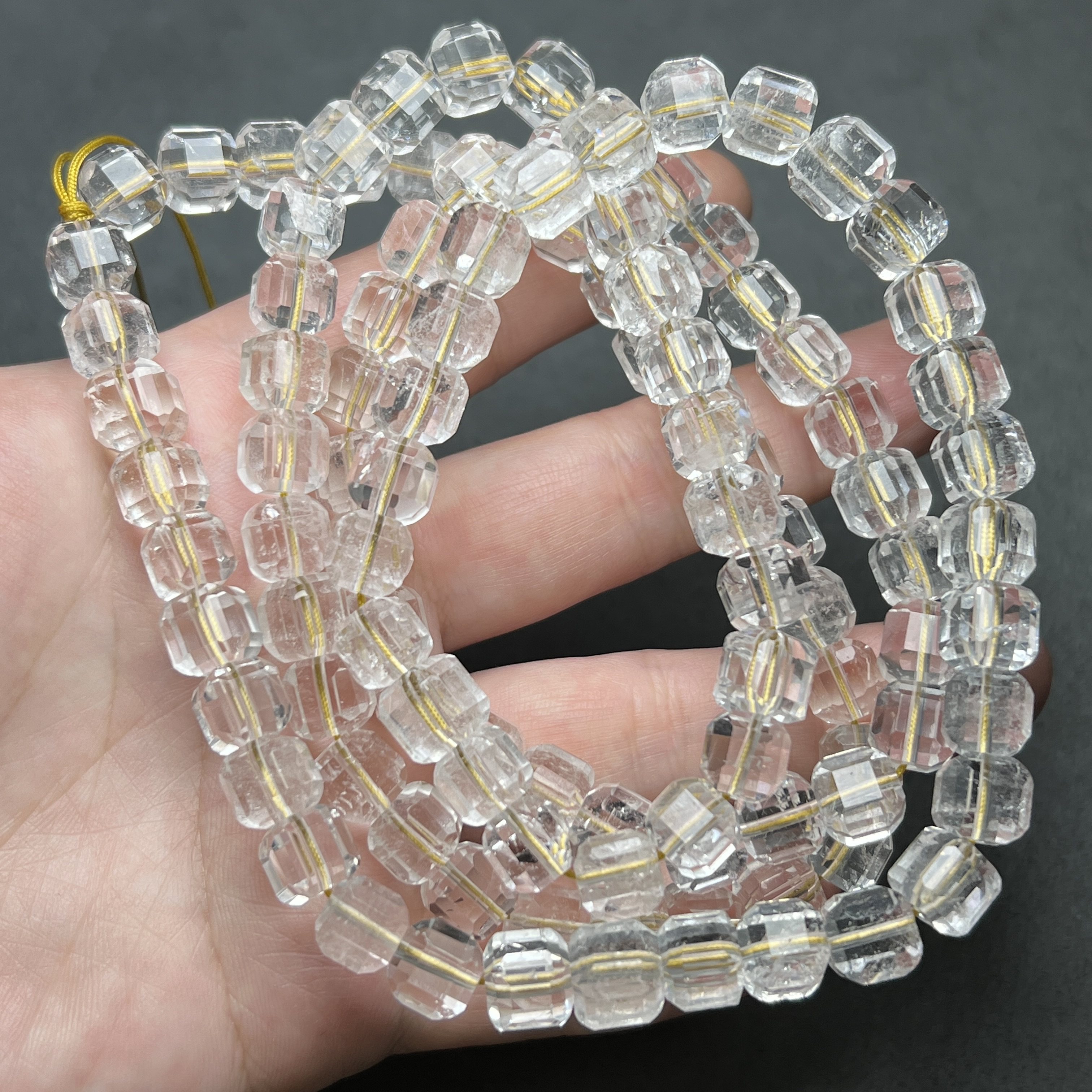 古玩天然老白水晶珠子方糖白水晶108颗桶珠苹果珠算盘扁珠老型珠