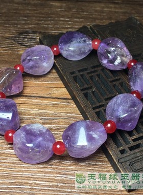 桶珠老紫水晶随形手链仿古手串