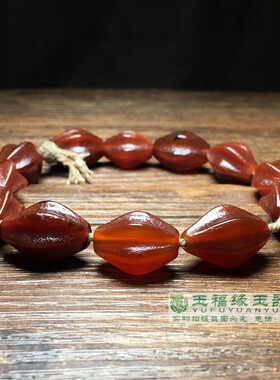 天然老珠子桶珠散珠瓜棱形老玛瑙手链配珠风化瓜珠佛珠多宝配饰