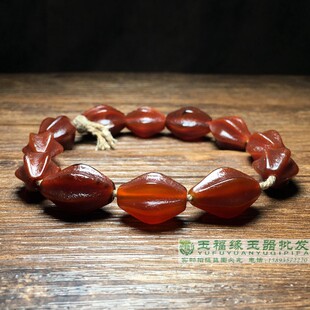 天然老珠子桶珠散珠瓜棱形老玛瑙手链配珠风化瓜珠佛珠多宝配饰