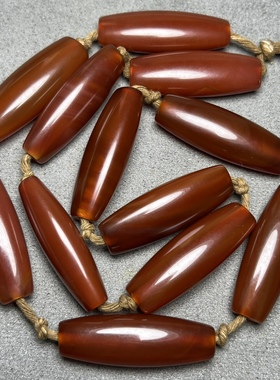 古玩老珠子高古玛瑙管珠唐管西亚扁珠红玛瑙勒子手链项链手串配饰