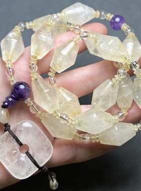 尼泊尔老水晶多棱珠白水晶勒子扁珠水晶长管老珠子散珠项链毛衣链