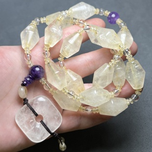 尼泊尔老水晶多棱珠白水晶勒子扁珠水晶长管老珠子散珠项链毛衣链