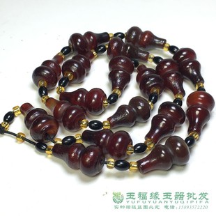 风化包浆辽金酒红老玛瑙葫芦珠串项链挂件古董佛珠文玩配饰老珠子