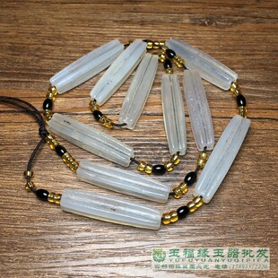 辽金老玛瑙四棱珠链天然白玉髓老玛瑙管珠链子吊坠绳古玩文玩杂项