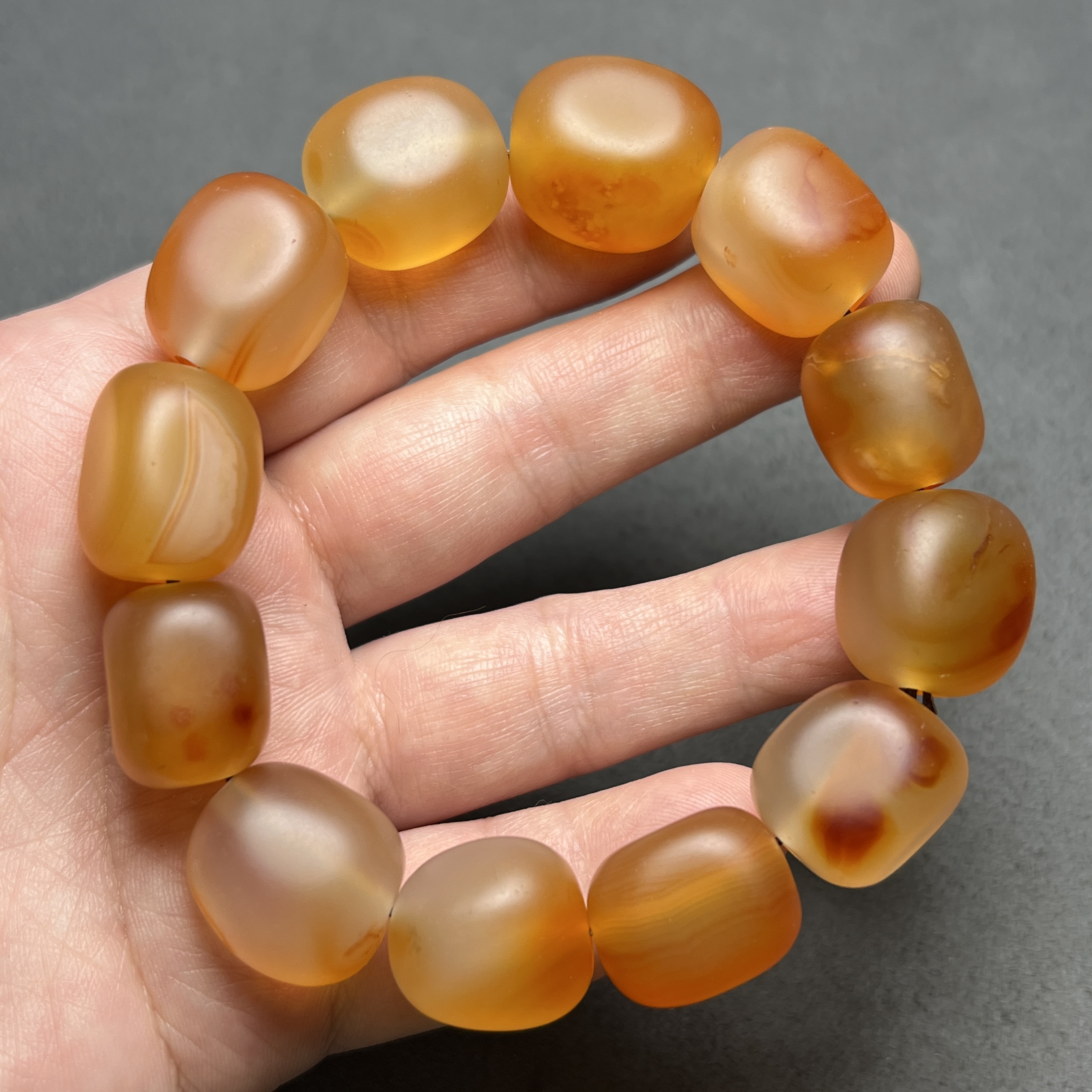 复古天然俏色手工玛瑙手串藏系糖料北红玛瑙随型手链冰花玛瑙男款