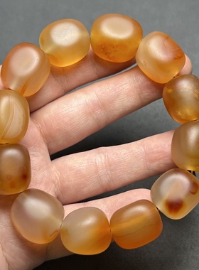 复古天然俏色手工玛瑙手串藏系糖料北红玛瑙随型手链冰花玛瑙男款