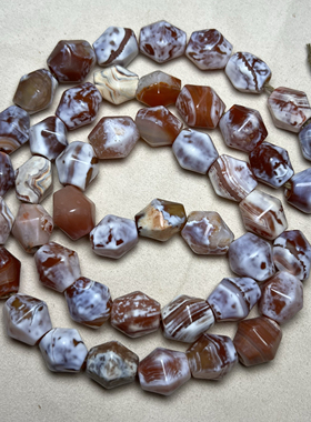 大孔灰白皮老玛瑙鸡骨白玛瑙配珠奶皮钙化手串锁骨链配珠复古配饰