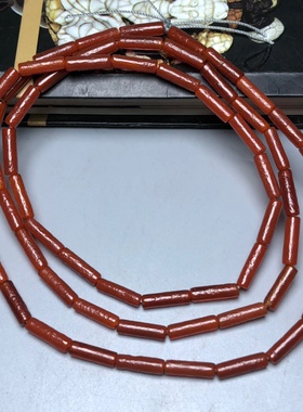 老玛瑙长管珠项链橘皮纹玉髓老珠细勒子手串diy配珠散珠手链长串