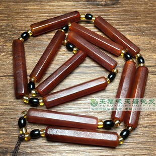 包浆老珠子红玛瑙管珠手链辽金散珠古玉六棱长管珠玛瑙项链配饰