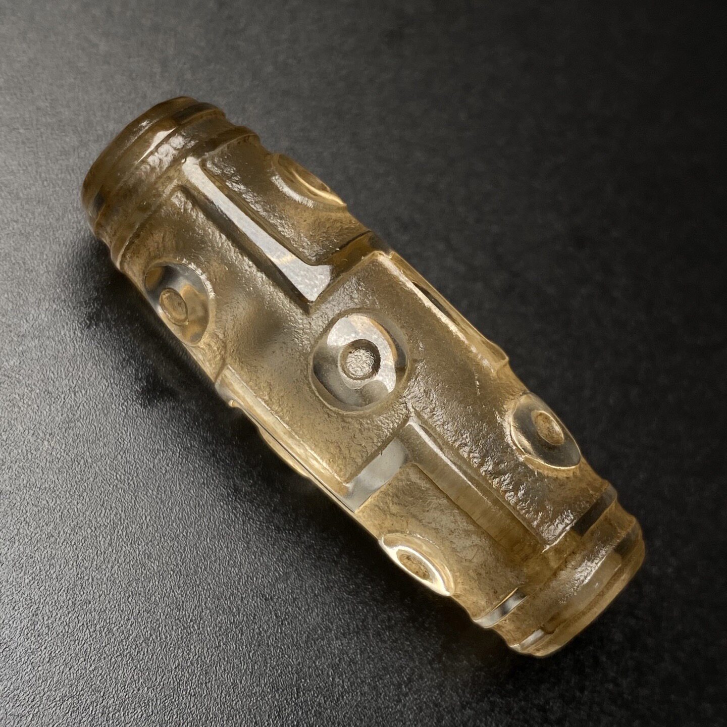 古玩珍藏汉代风格天然白水晶文玩古珠回流老料九眼天珠吊坠配饰