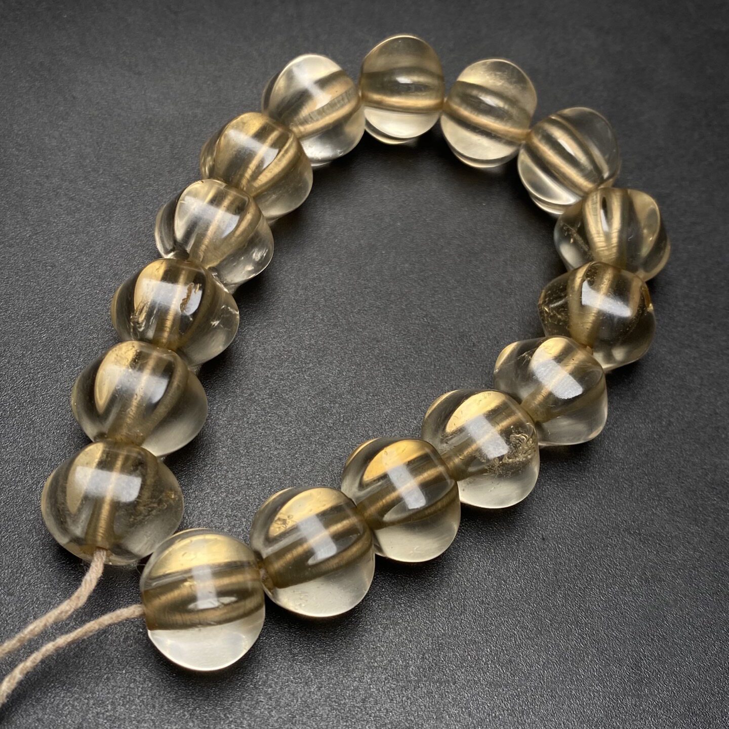 古玩收藏老物件天然老水晶汉代老水晶六角灯笼珠手串散珠项链配珠