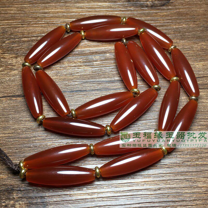 天然西亚柿子红玛瑙勒子管珠老红玛瑙珠桶珠散珠真玛瑙吊坠项链绳
