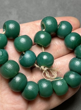 橘皮纹老玛瑙天然老绿玛瑙大孔老型算盘珠项链珠佛珠念珠手持配饰