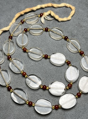 古玩高古老水晶西亚椭圆白水晶编织手串手链轻奢项链尼泊尔水晶