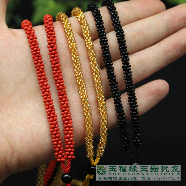 手编黑玛瑙玉米结项链绳珠男女黄金珠宝吊坠挂绳批