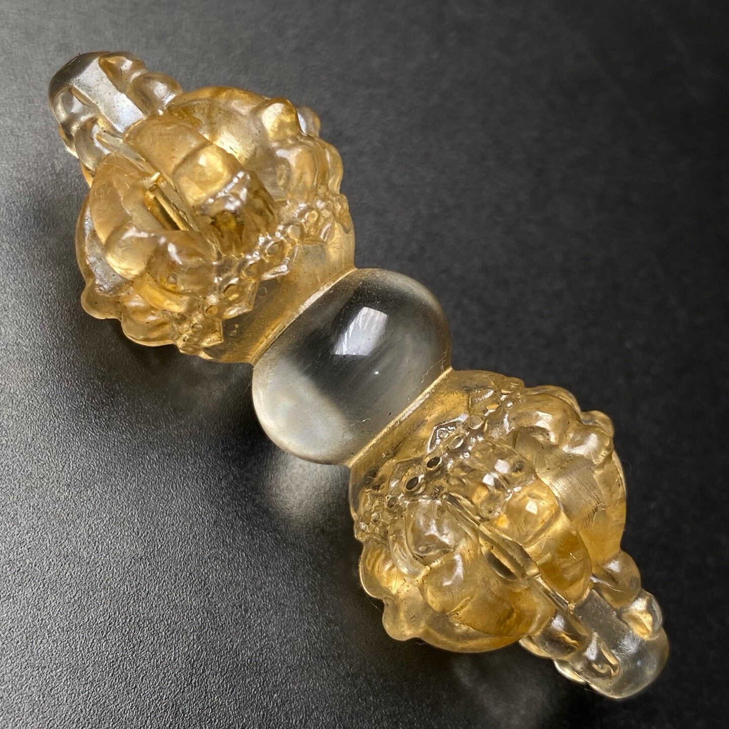 古玩收藏天然水晶透体九股金刚橛降魔杵摆件能量项链挂坠藏式法器