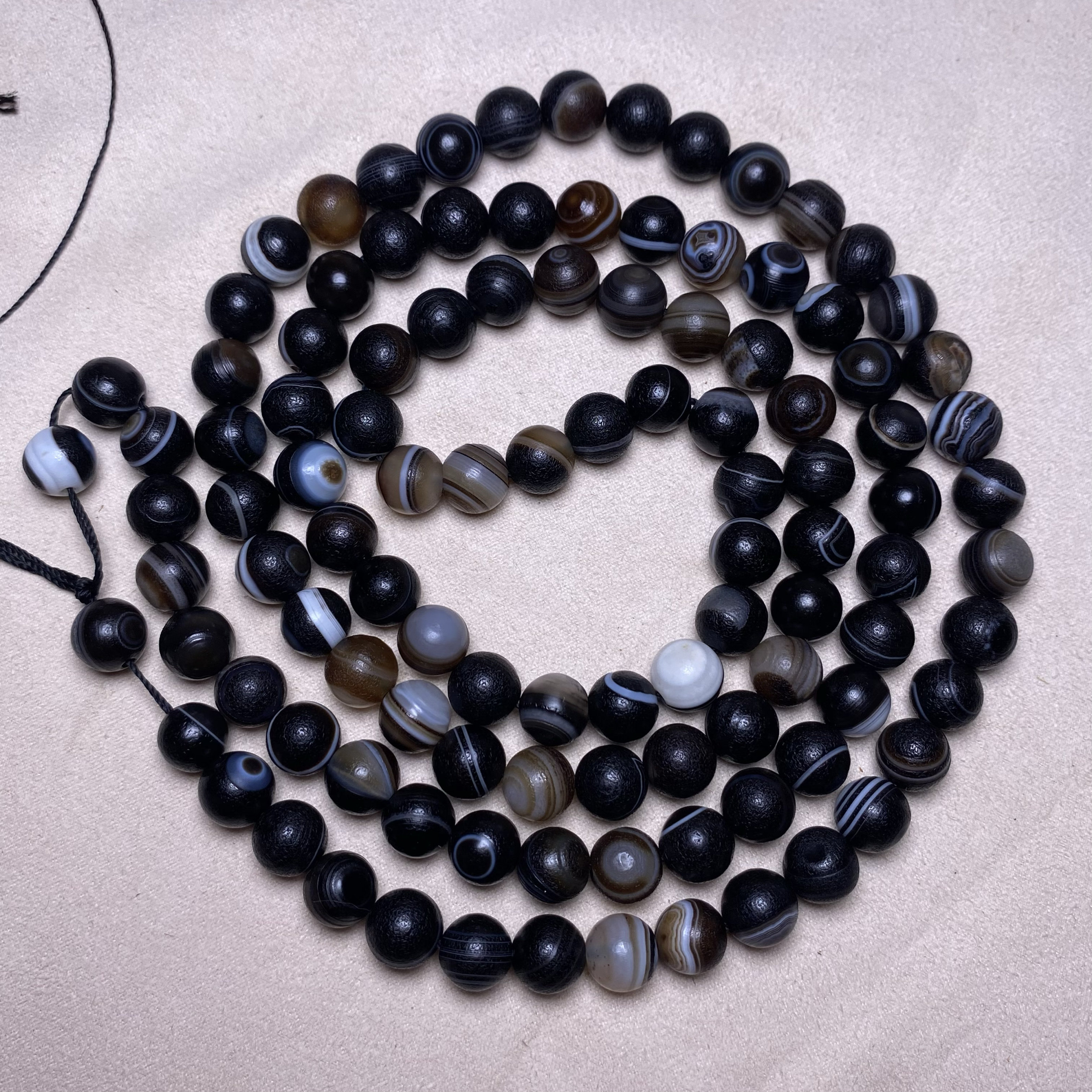 天然天眼缠丝玛瑙药师珠108颗佛珠手串手链男女款包浆风化老玛瑙