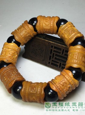 西藏牦牛骨手串骨头六字真言佛珠牛角手链文玩情侣手串配饰