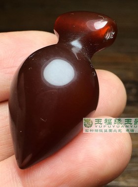 天然酒红老玛瑙玉环亚光鸡心形吊坠古玩西亚玛瑙珠子平安扣挂件