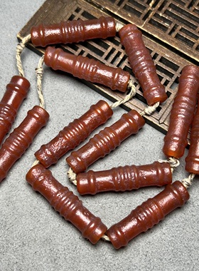 玛瑙项链配饰老玛瑙珠节管珠扁勒子桶珠吊坠西玛红扁管珠手链配珠