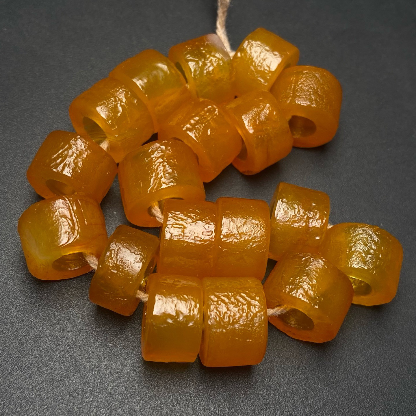 高古老玛瑙手链天然鸡油黄老玛瑙桶珠原矿唐润算盘珠手串男女款