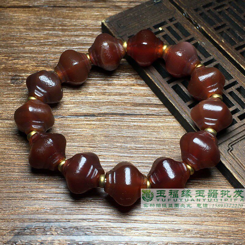 天然橘皮纹老玛瑙手链 老玉古玉老玛瑙珠串灯笼珠老玛瑙挂件配饰
