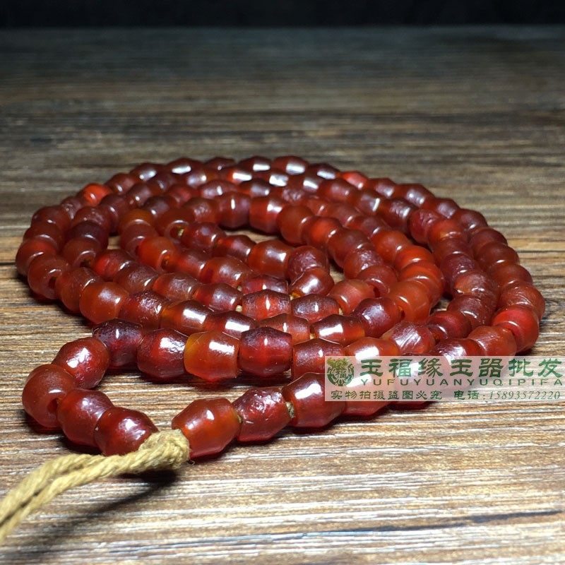 西玛珠橘皮纹大孔酒红色老玛瑙竹节管珠桶珠手串108佛珠项链配饰