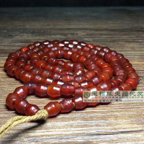 西玛珠橘皮纹大孔酒红色老玛瑙竹节管珠桶珠手串108佛珠项链配饰