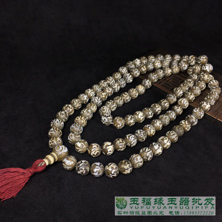 仿古贝壳108颗念珠深海宝石项链