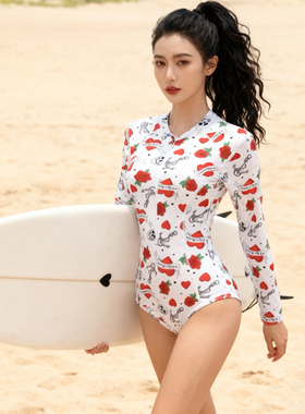 DDD原单 女沙滩海边潜水服长袖防晒速干连体游泳衣显瘦浮潜冲浪服