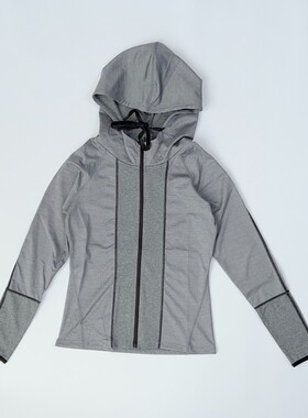 DDD内单 女士长袖瑜伽运动外套高领显瘦弹力紧身健身卫衣有帽秋冬