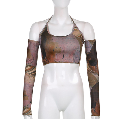 带袖套性感挂脖吊带小背心