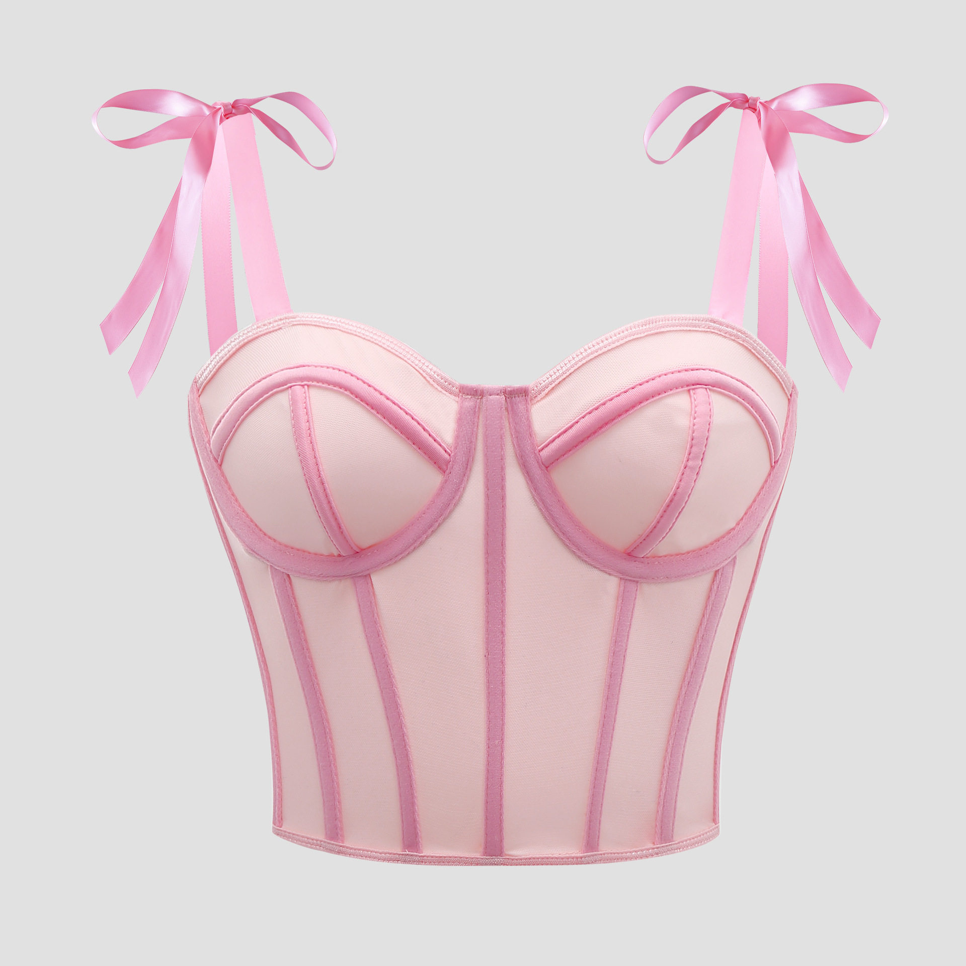 性感系带拼色吊带背心