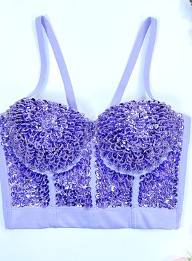 性感抹胸鱼骨吊带Beaded sexy off-the-shoulder fishbone halter