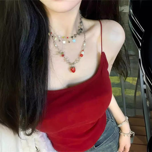 带胸垫美背镂空吊带百搭女背心