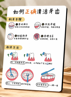 实用创意正确刷牙步骤提示牌口腔诊所入户玄关桌面装饰摆件
