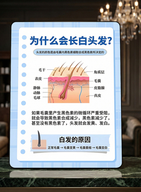 为什么长白头发皮肤管理店内宣传桌面摆件