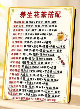 养生花茶搭配对照表美容院养生馆实用桌面广告装饰摆件