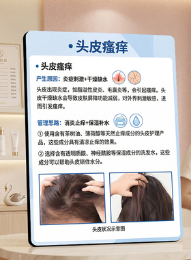 养发馆头皮瘙痒科普摆件门店桌面头皮护理知识装饰展示立牌