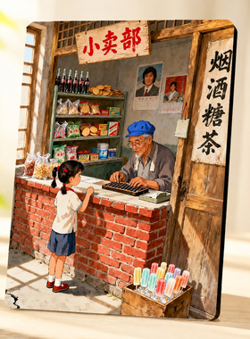 怀旧小卖部复古装饰摆件八零九零年代回忆玄关装饰摆画
